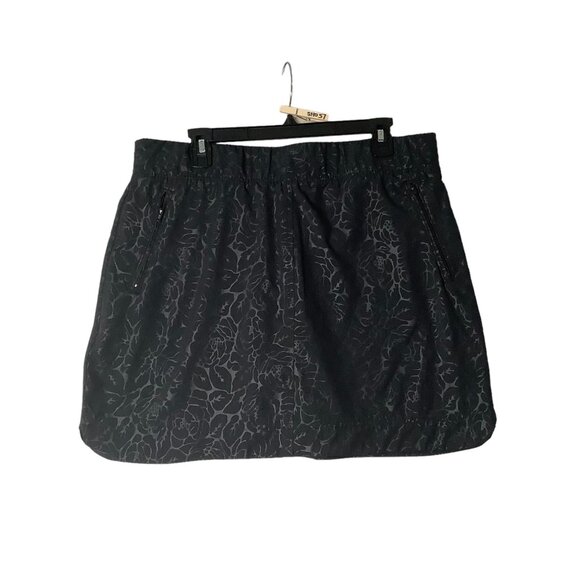 Orvis Embossed Travel Pull On Active Skort Skirt Black Floral Women XL Pockets - Picture 2 of 12